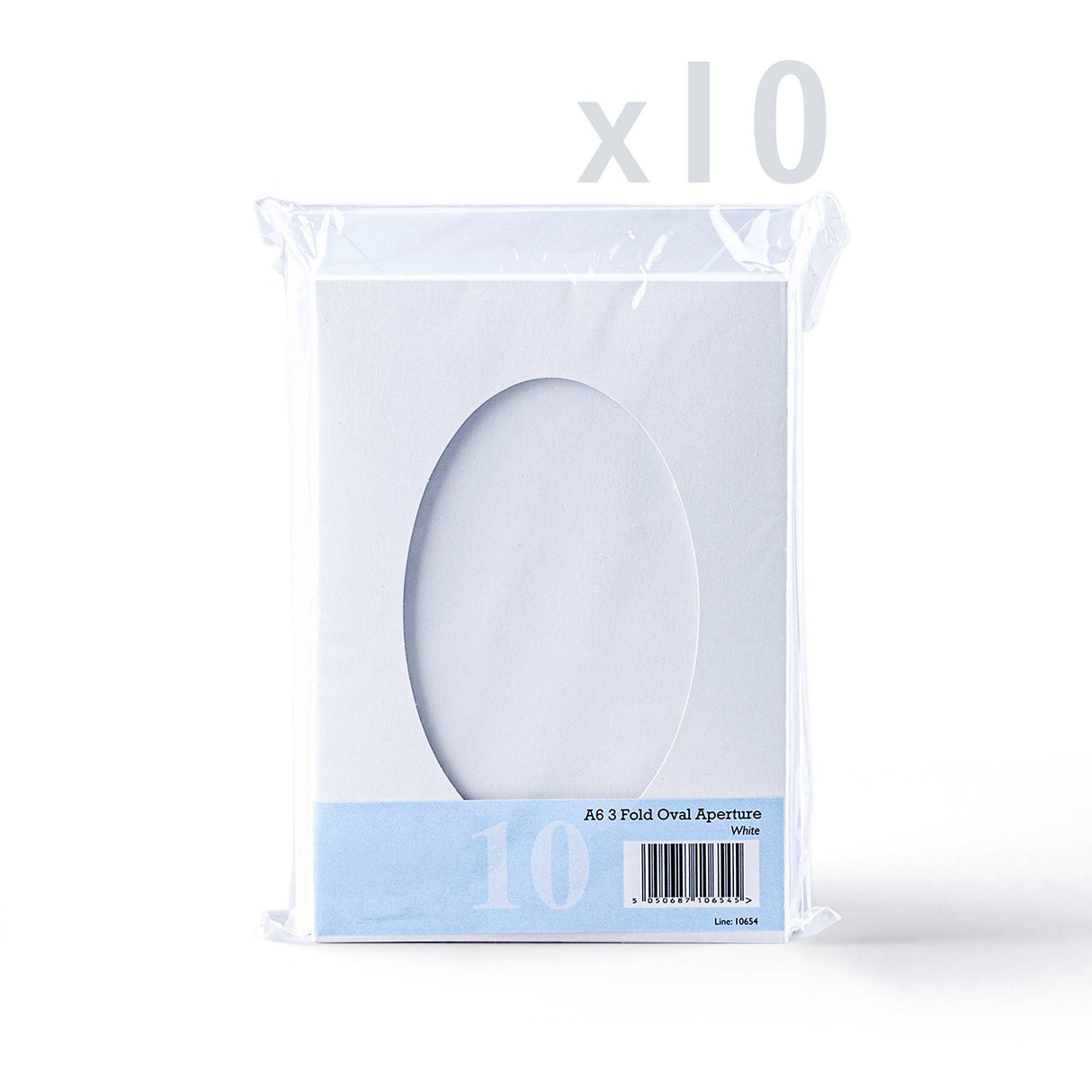 Zestaw białych, trójdzielnych kartek z owalnym okienkiem