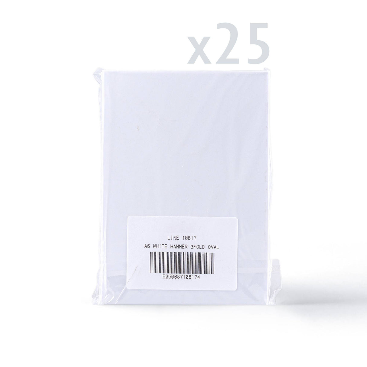 Zestaw białych, trójdzielnych kartek o fakturze młotkowej z owalnym okienkiem