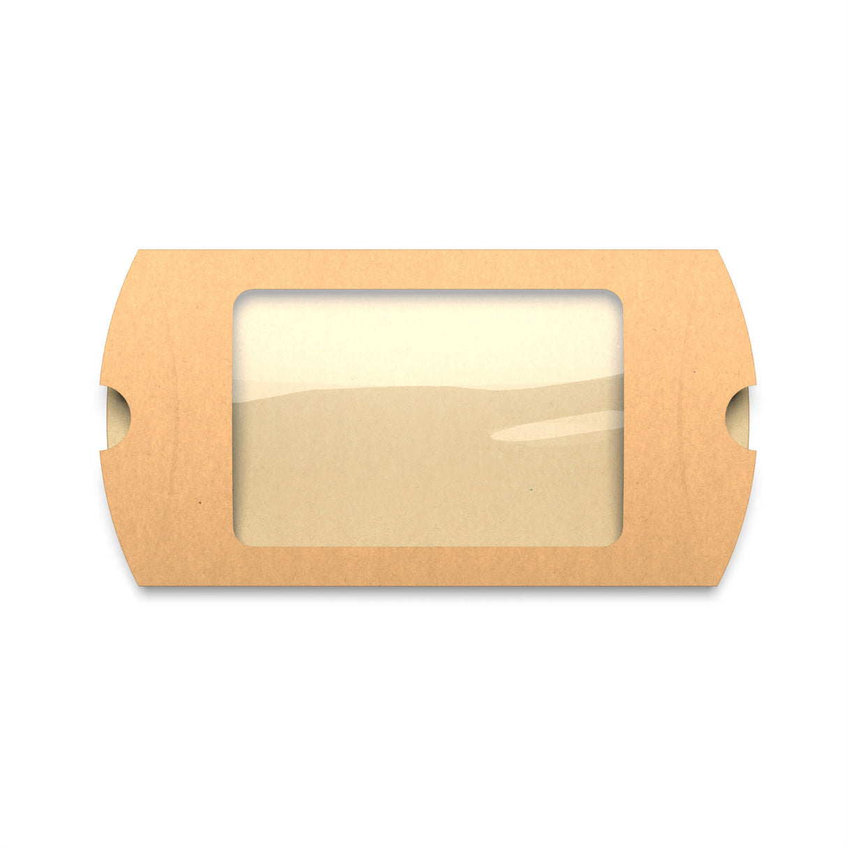 Kraftowe pudełka w kształcie poduszki z okienkiem