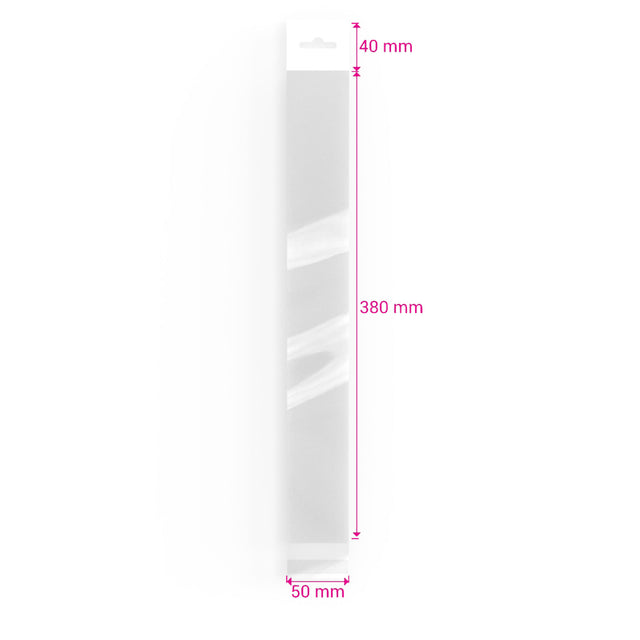 Cello Bags (With Header) Clear 380 x 50 mm