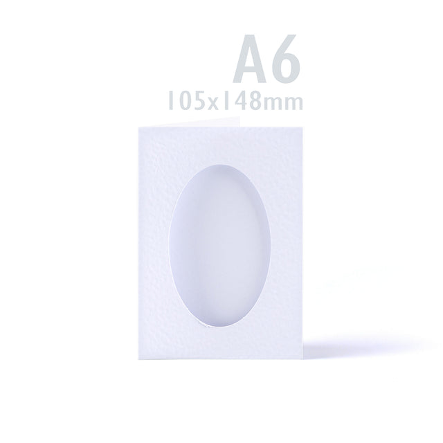 White Hammered Tri-Fold Oval Aperture Cards Pack