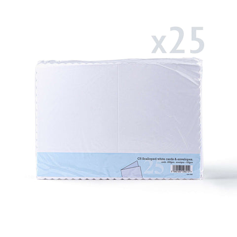 White Scalloped Cards & Envelopes Pack