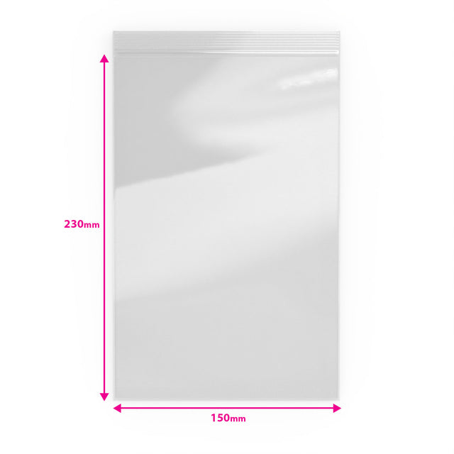 Grip Seal Bags Clear 230 x 150 mm