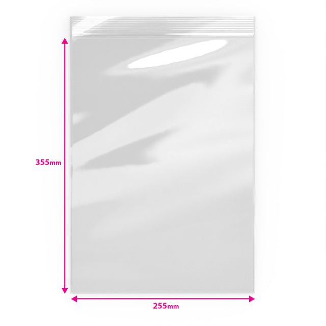Grip Seal Bags Clear 355 x 255 mm