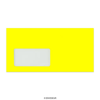 110x220 mm (DL) Żółta neonowa koperta z okienkiem