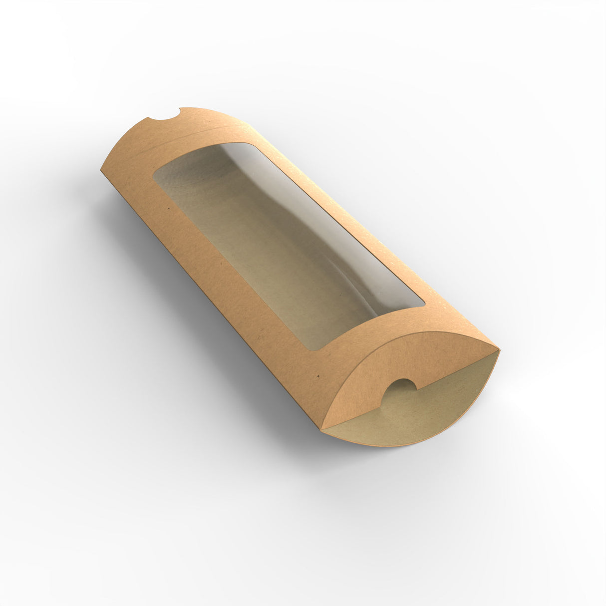 Kraftowe pudełka w kształcie poduszki z okienkiem