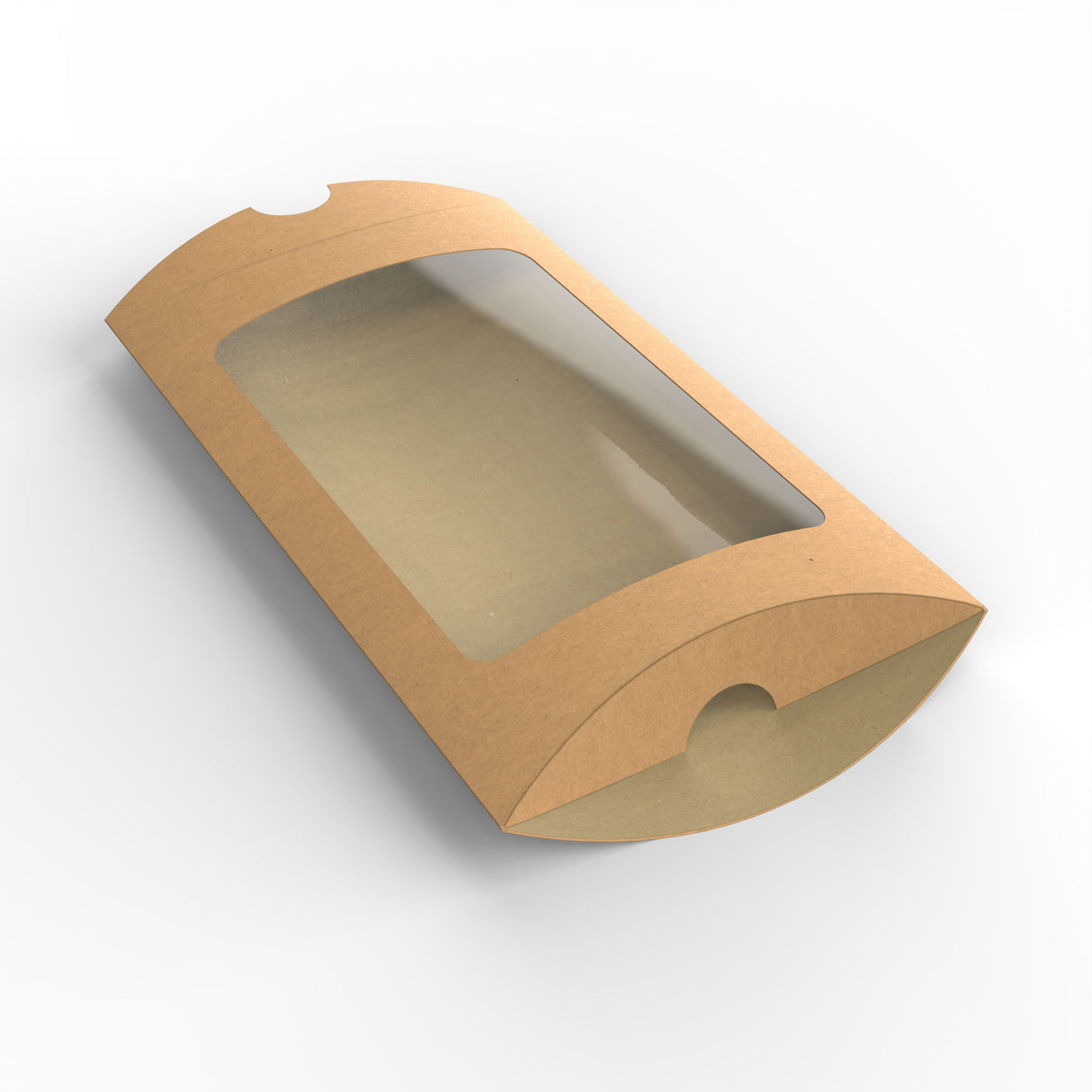 Kraftowe pudełka w kształcie poduszki z okienkiem