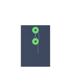 Coloured envelopes with string and washer closure Navy Blue + Green 162 x 114 mm (C6)