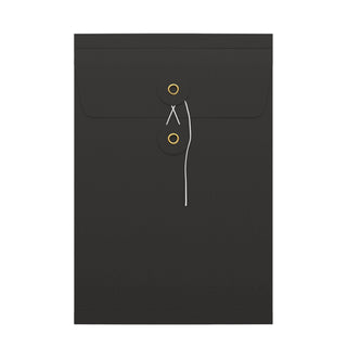 String & Washer Gusset Envelopes Black 229 x 162 mm (C5)