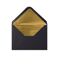 Paper Lined Envelopes Black + Gold Foil 114 x 162 mm (C6)